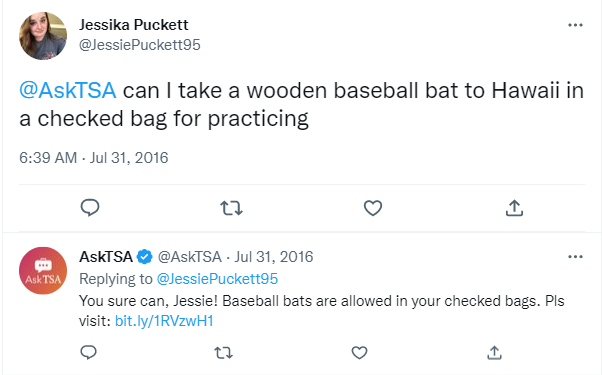 Bring A Baseball Bat In A Checked Bag: