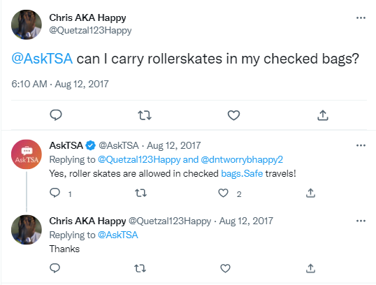 Bringing Roller Skates In The Checked Bag: