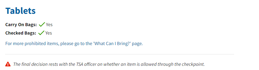 TSA Guidelines About Bringing Kindle: