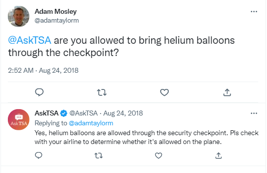 Take Helium Balloons In Checked Baggage:
