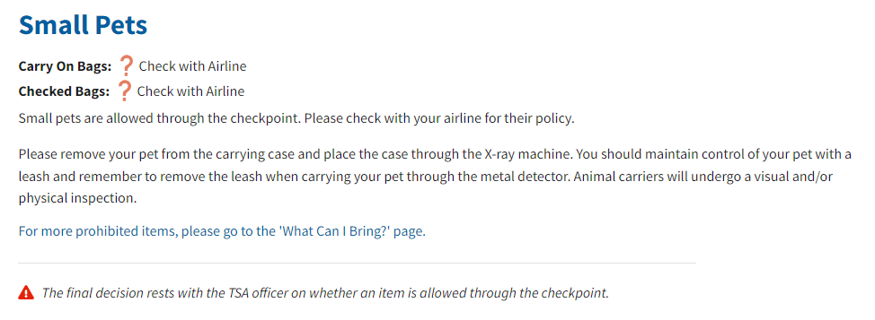 TSA Guidelines