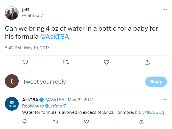 Take Water For Baby In Checked Luggage