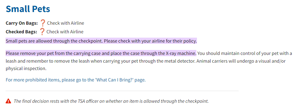 TSA Guidelines