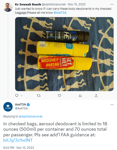 Bring Deodorant In Checked Luggage