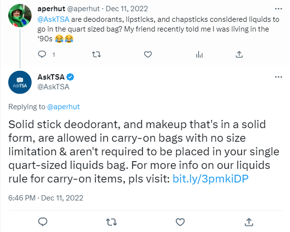 Bring Deodorant In a Carry-On