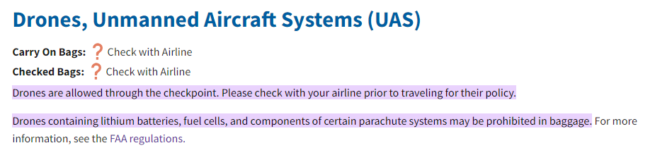 TSA Guidelines To Bring Drone